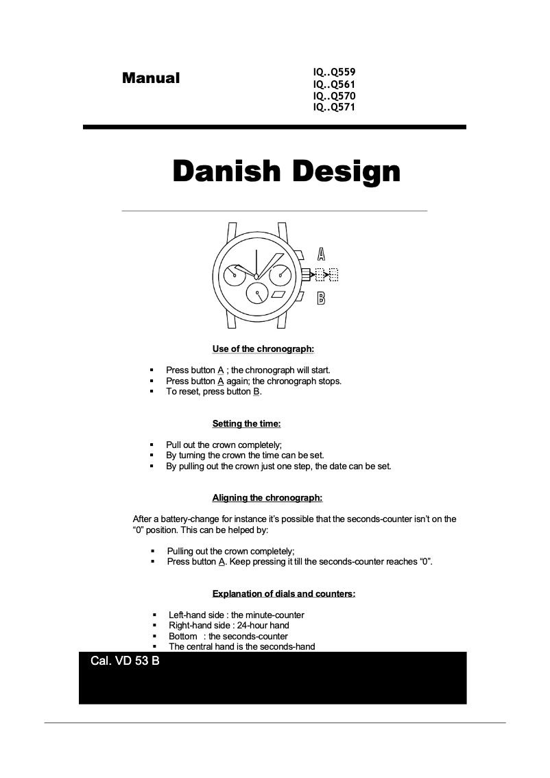 Page n°1 - Manuel utilisateur Danish Design Q559