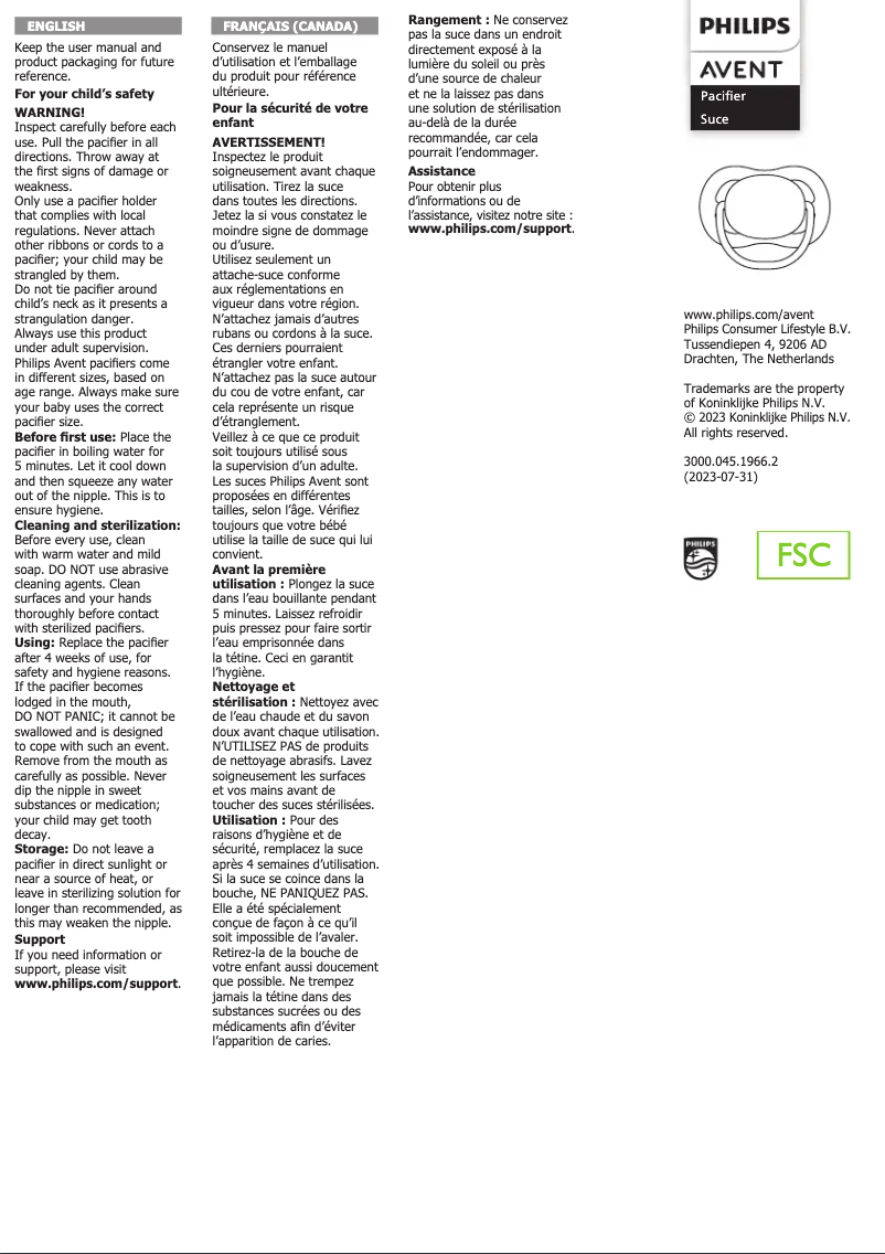 Image de la première page du manuel de l'appareil AVENT SCD393