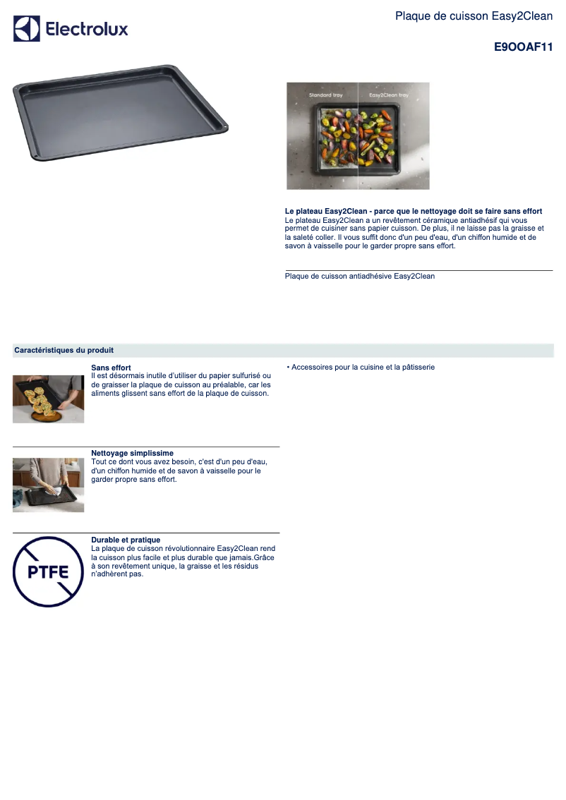 Página 1 del manual Ficha técnica AEG E9OOAF11