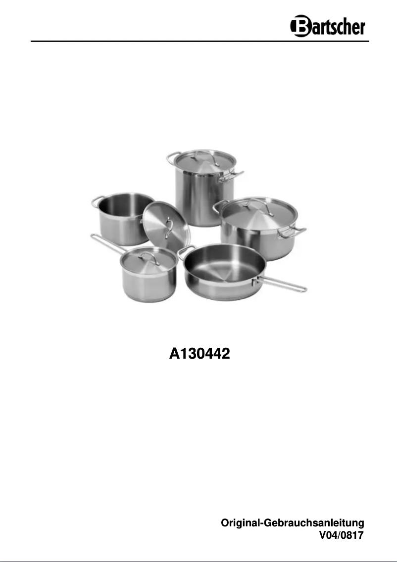 Page 1 de la notice Manuel utilisateur Bartscher A130442