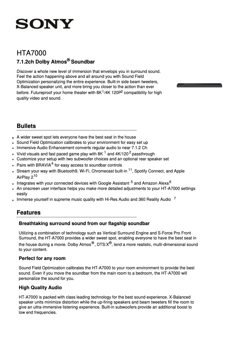 Image de la première page du manuel de l'appareil HT-A7000