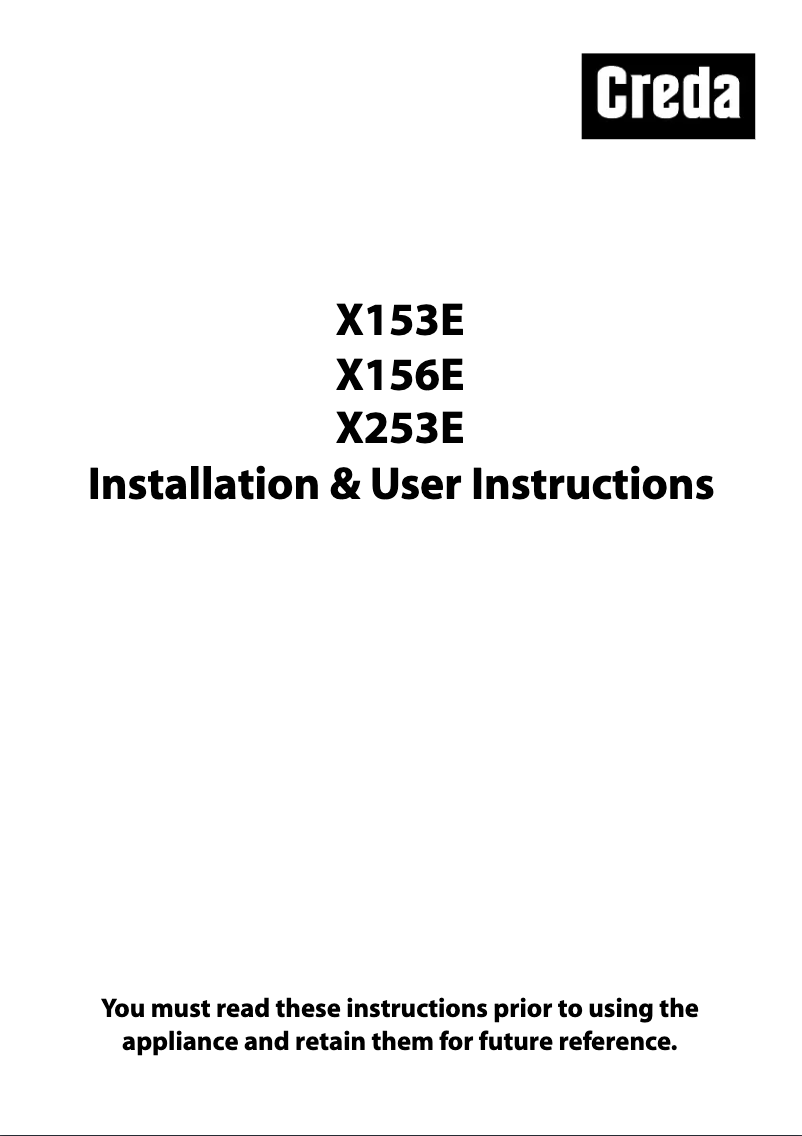 Page 1 de la notice Manuel utilisateur Creda X153E