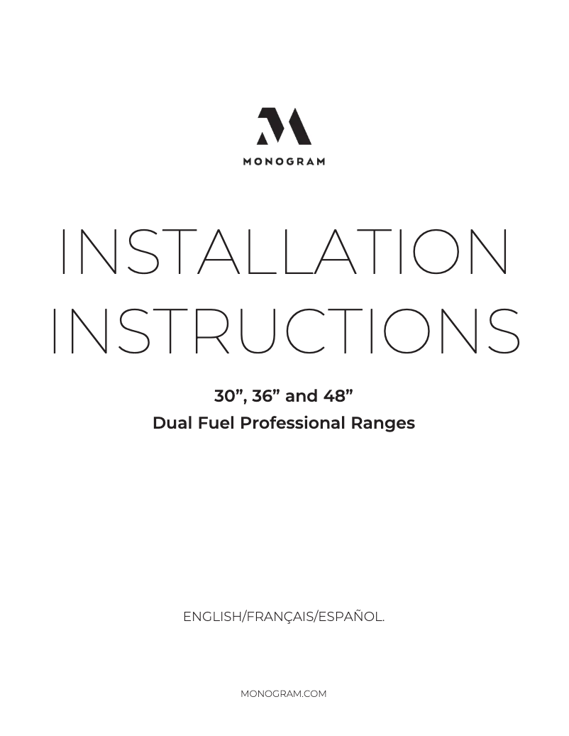 Page n°1 - Guide d'installation Monogram ZDP364NDTSS
