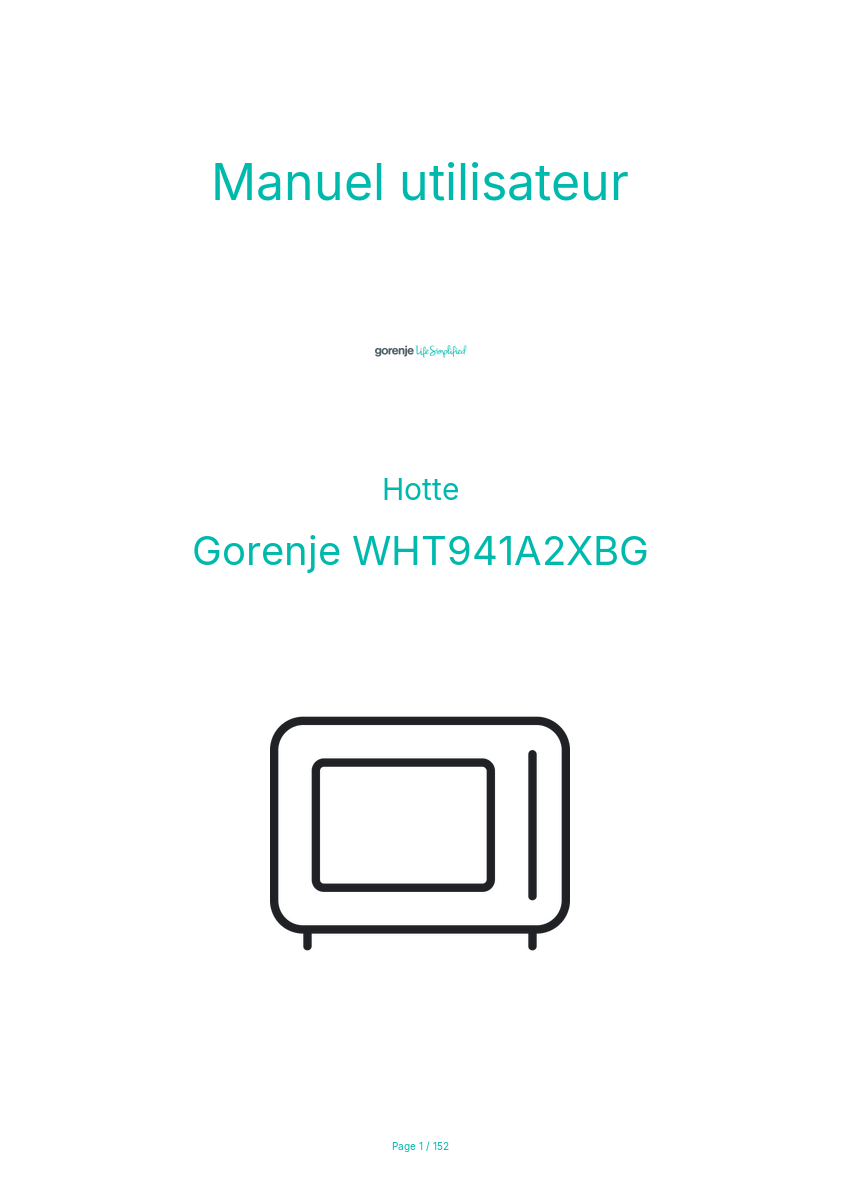 Page n°1 - Manuel utilisateur Gorenje WHT941A2XBG