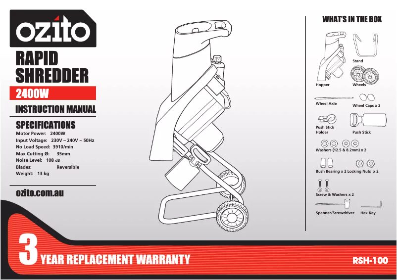 Page n°1 - Manuel utilisateur Ozito RSH-100
