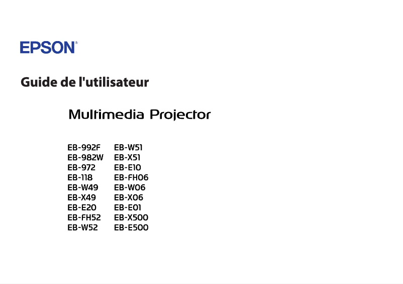 Page 1 de la notice Manuel utilisateur Epson EB-E10