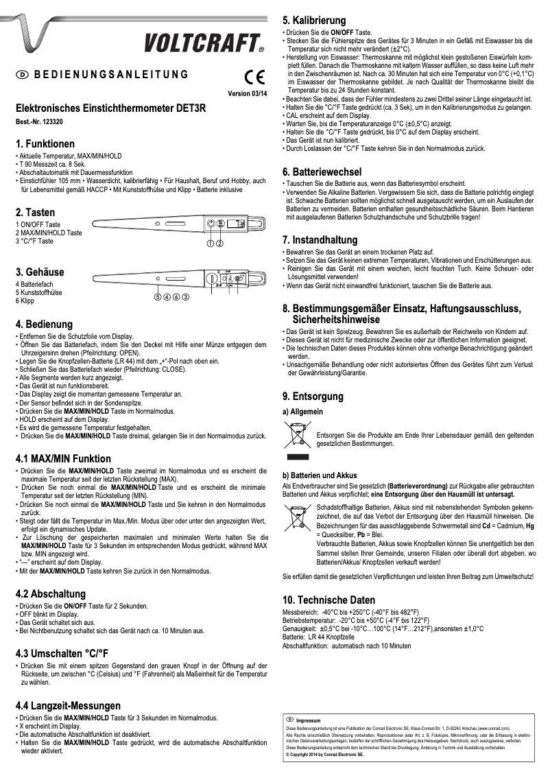 Page 1 de la notice Manuel utilisateur Voltcraft DET3R