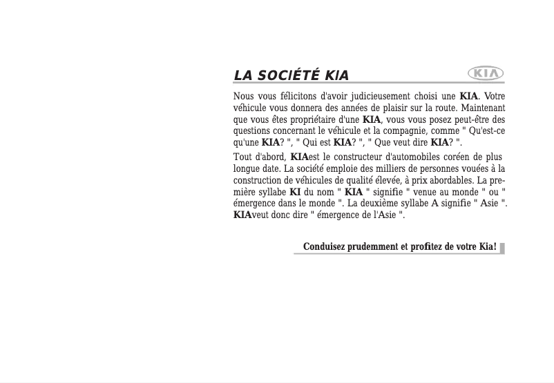 Page 1 de la notice Manuel utilisateur Kia Magentis (2009)