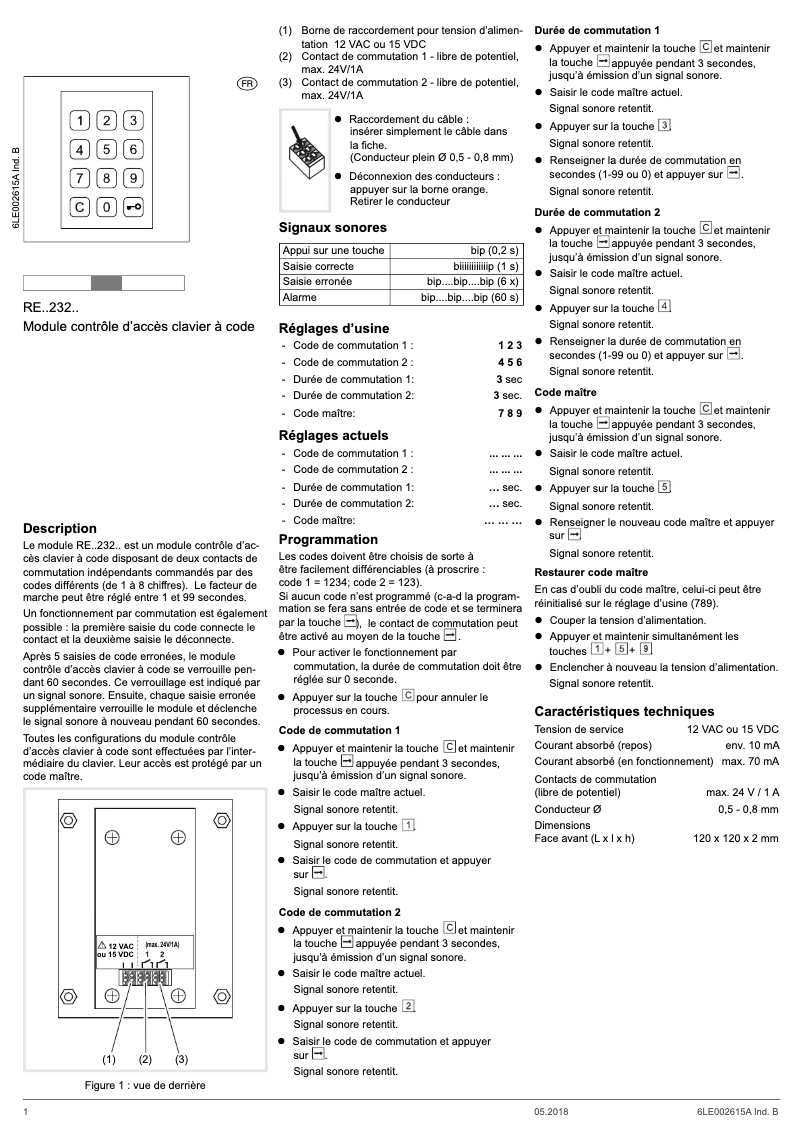 Page n°1 - Instructions / montage Elcom REN232X