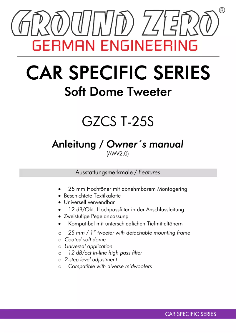 First page image of the manual for GZCS T-25S