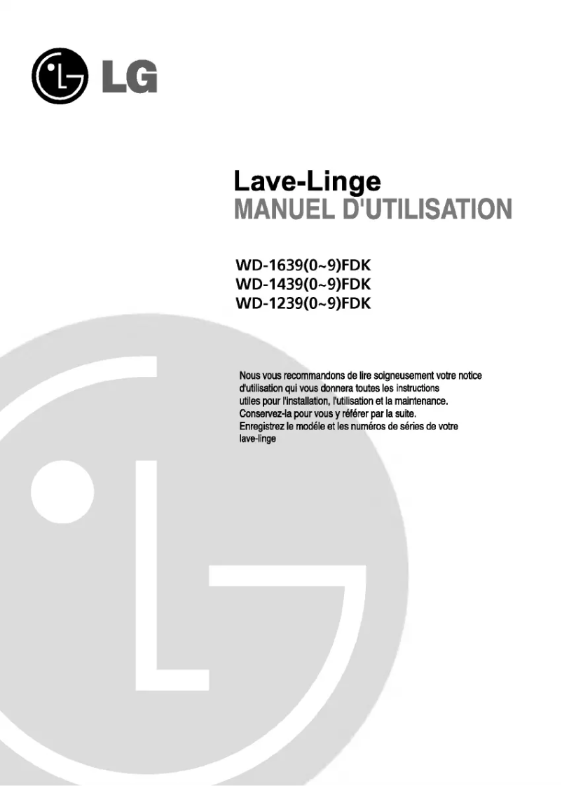 Page n°1 - Manuel utilisateur LG WD-16392FDK