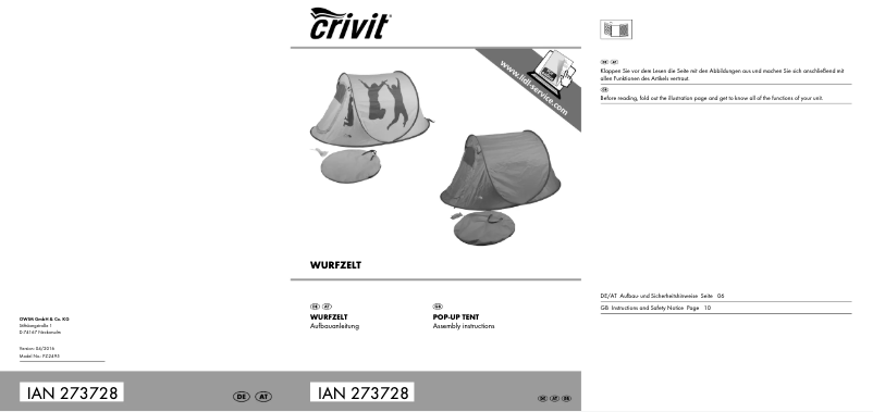 Page n°1 - Manuel utilisateur Crivit IAN 273728
