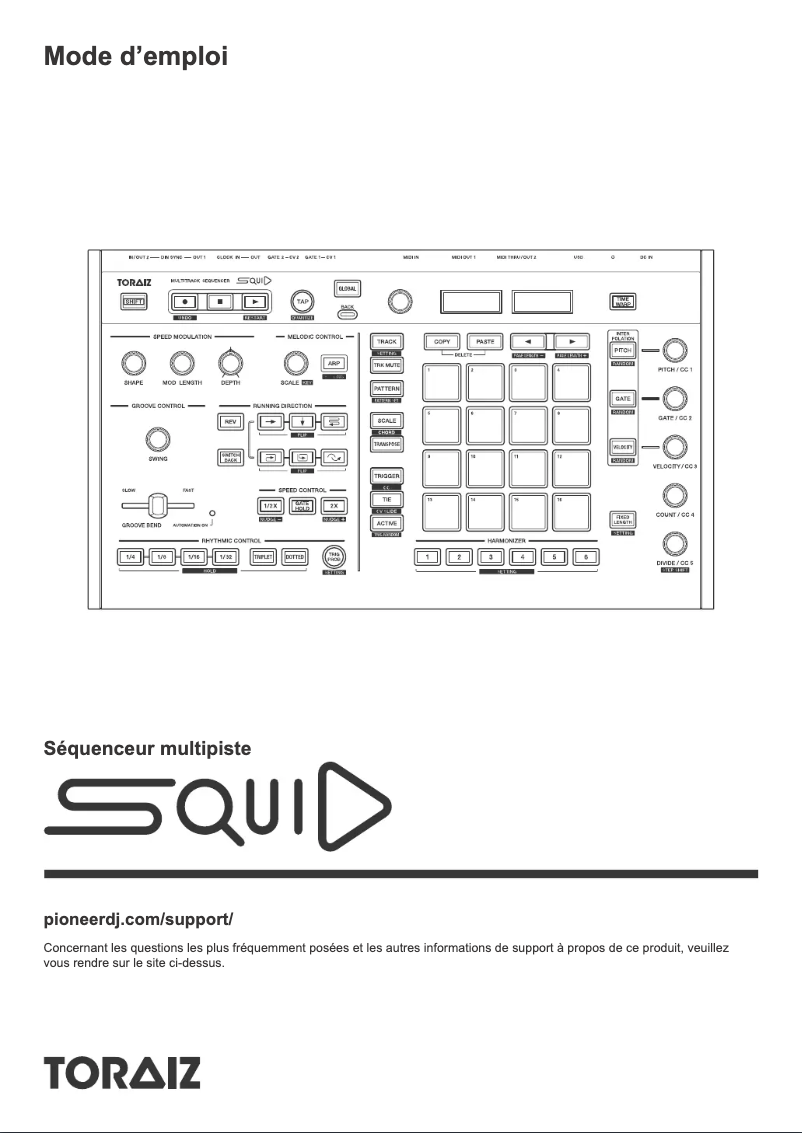Image de la première page du manuel de l'appareil Toraiz SQUID