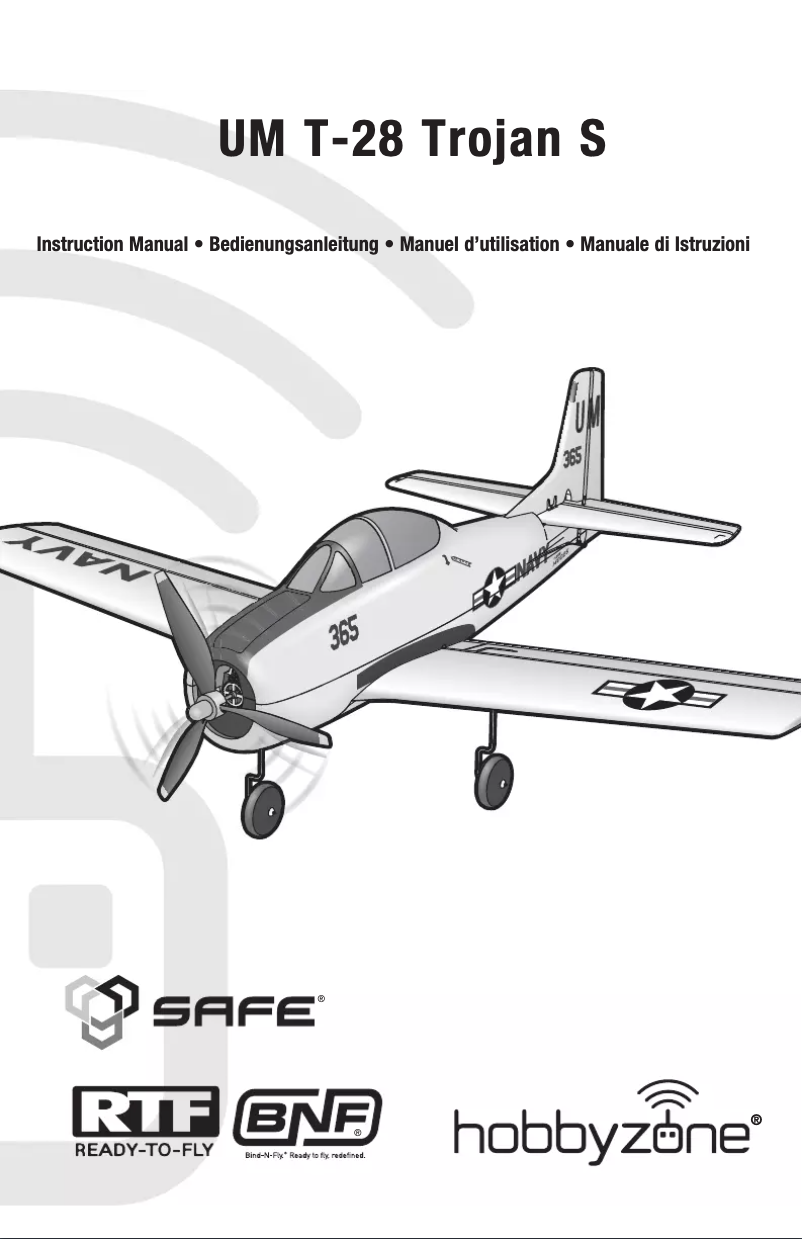 Page 1 de la notice Manuel utilisateur Hobby Zone UM T-28 Trojan S
