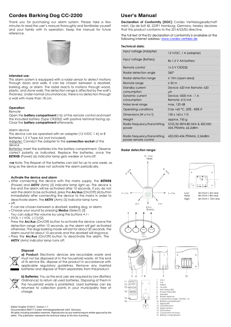 Image de la première page du manuel de l'appareil CC-2200