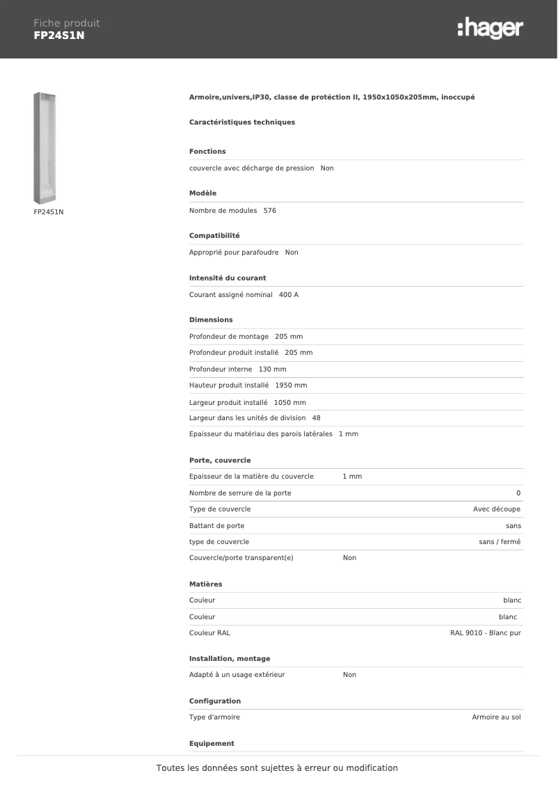 Image de la première page du manuel de l'appareil FP24S1N