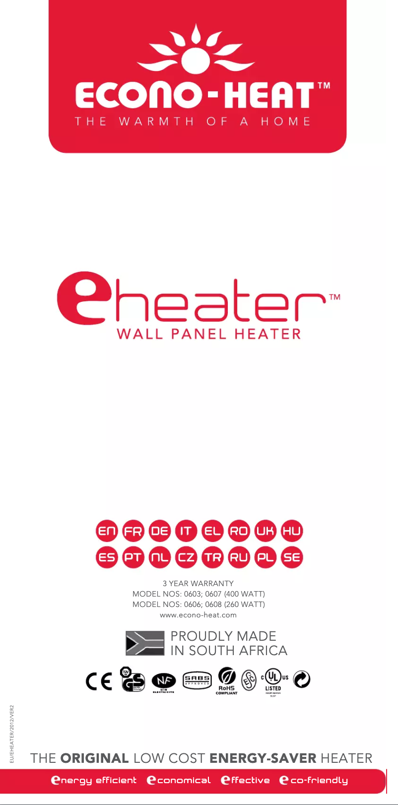 Página 1 del manual Manual de usuario Econo-Heat EHeater