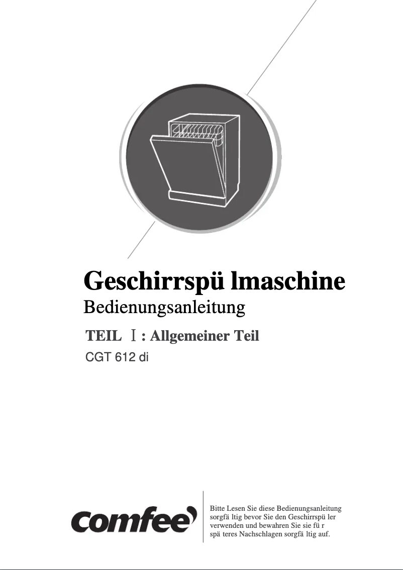 Page n°1 - Manuel utilisateur Comfee CGT 612 di