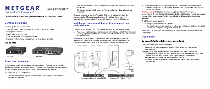 Page n°1 - Guide d'installation Netgear FS108