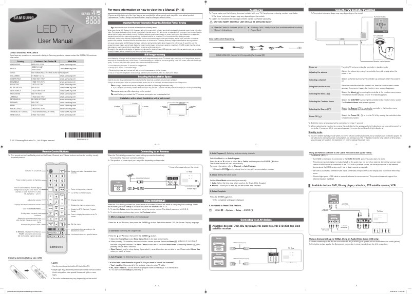 Page 1 de la notice Manuel utilisateur Samsung UN39EH5003G