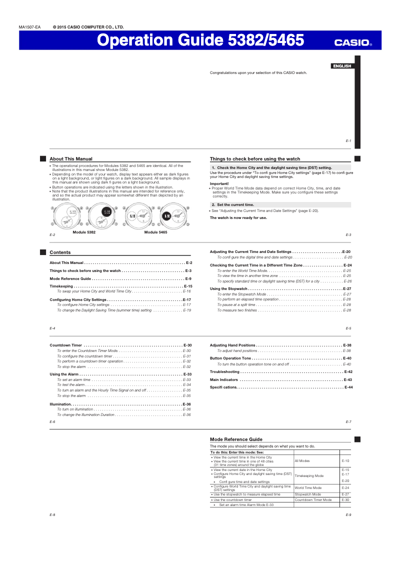 Page n°1 - Manuel utilisateur Casio 5382