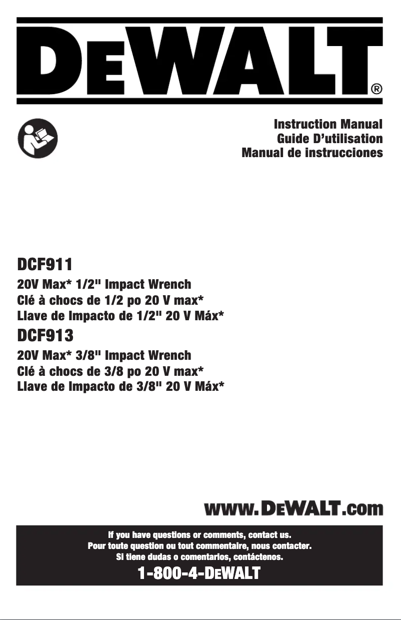 Page 1 de la notice Manuel utilisateur DeWalt DCF913