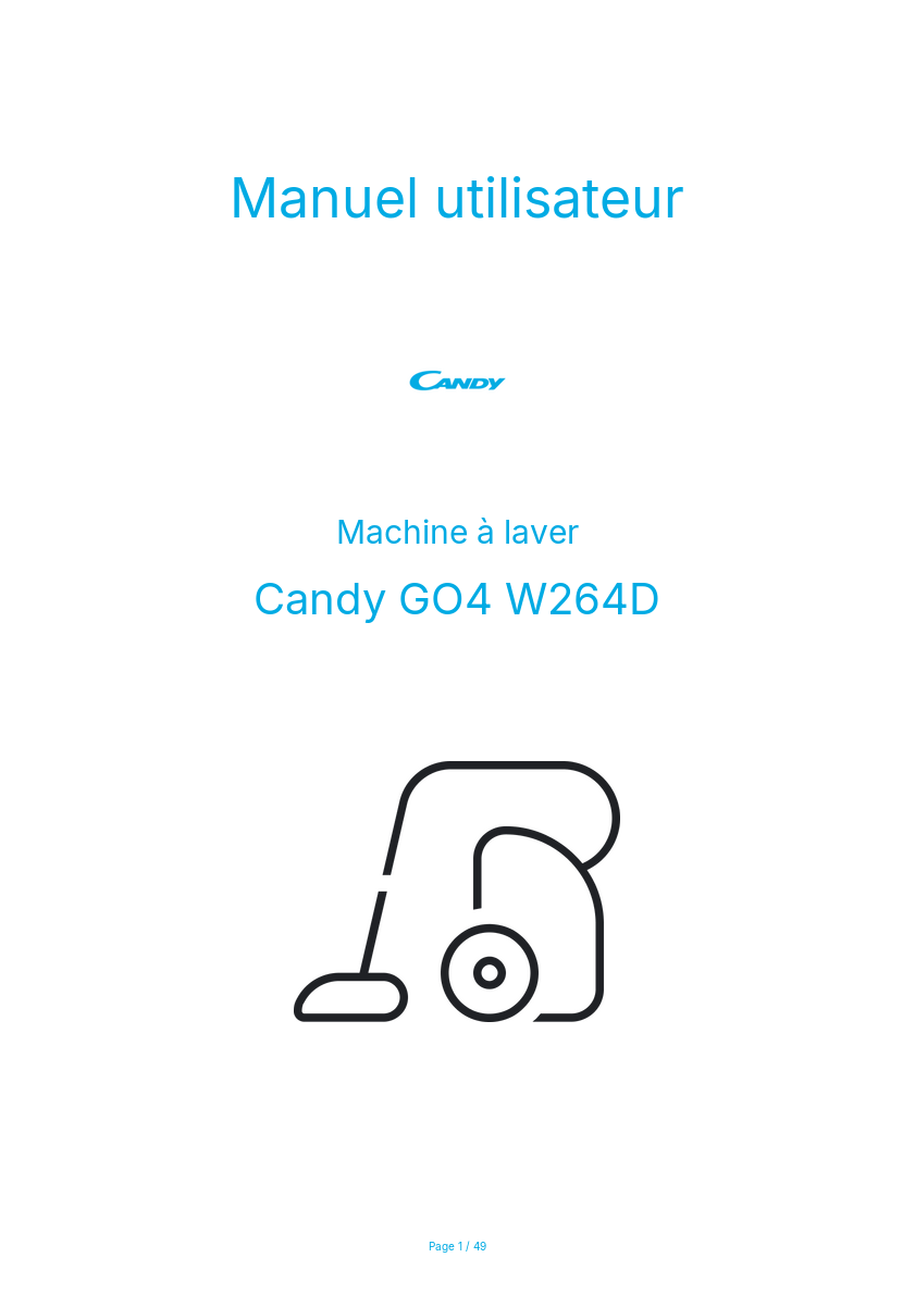 Page n°1 - Manuel utilisateur Candy GO4 W264D