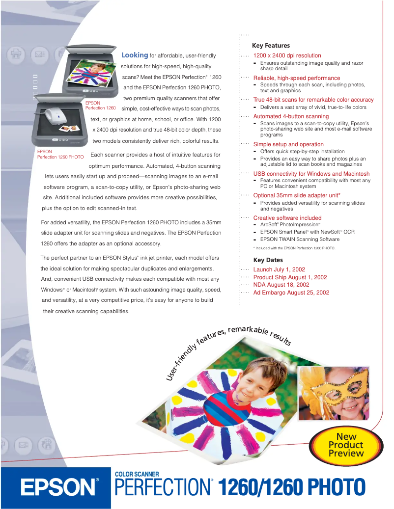 Imagen de la primera página del manual del dispositivo Perfection 1260 Photo