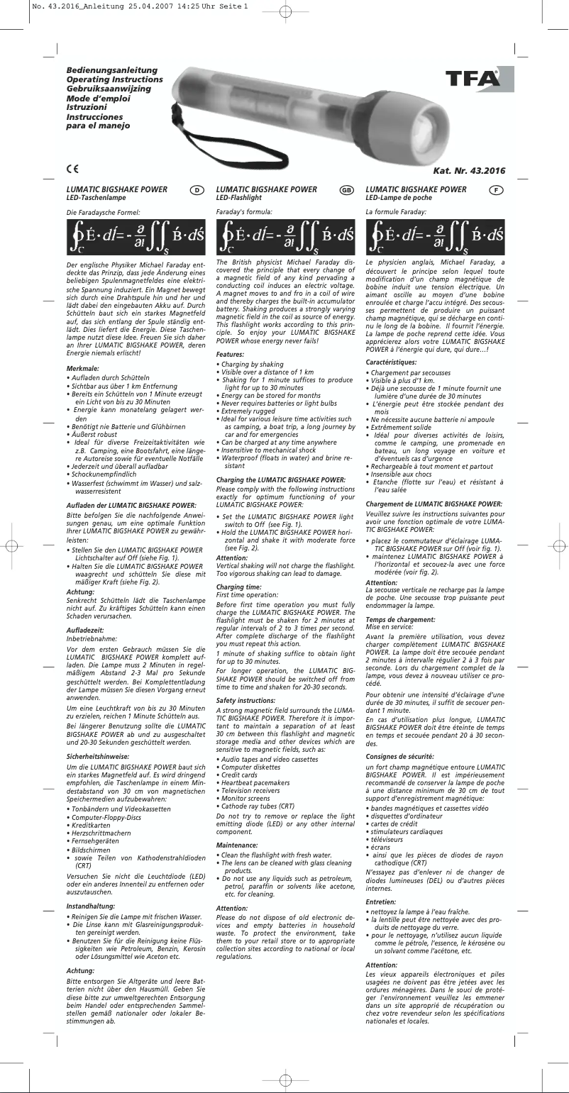 Imagen de la primera página del manual del dispositivo 43.2016