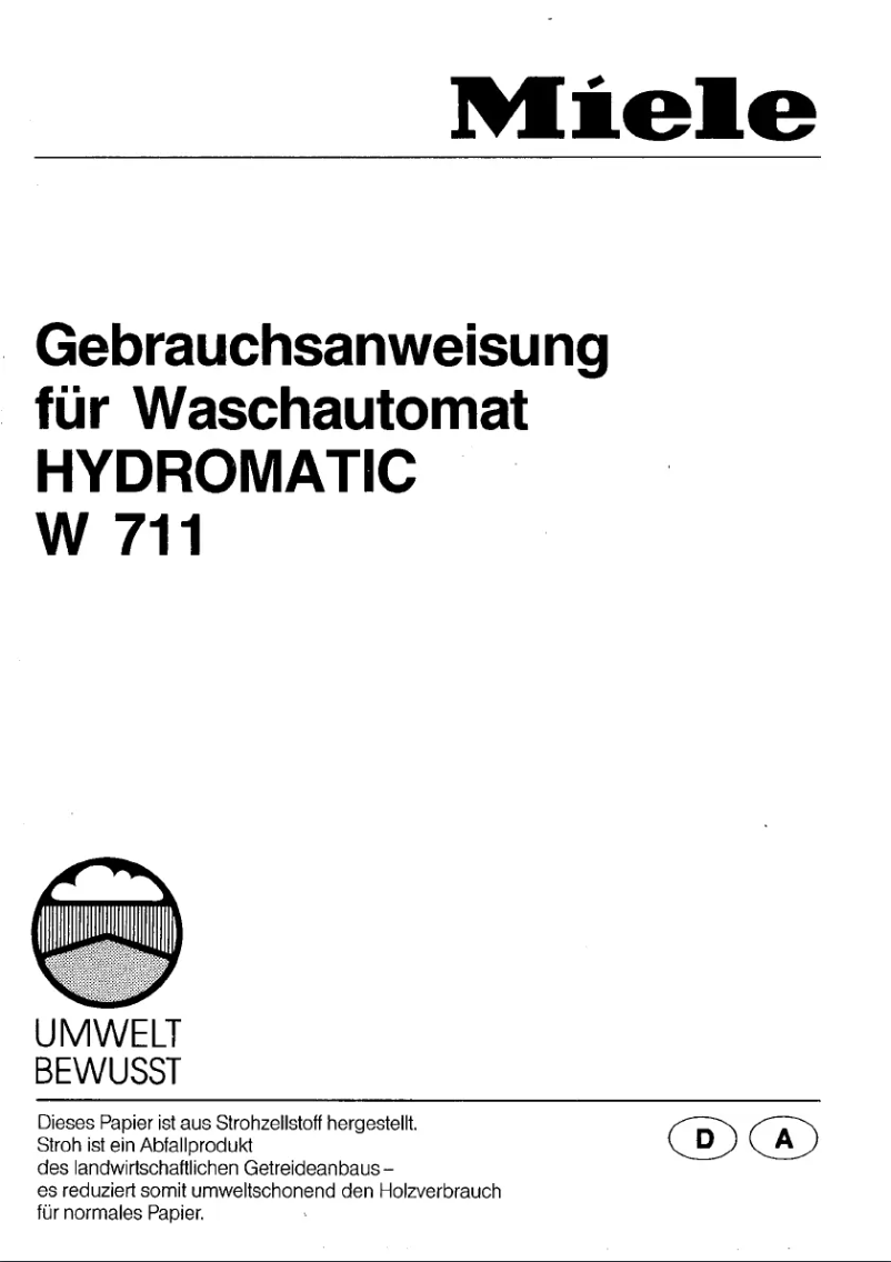 Image de la première page du manuel de l'appareil Hydromatic W 711