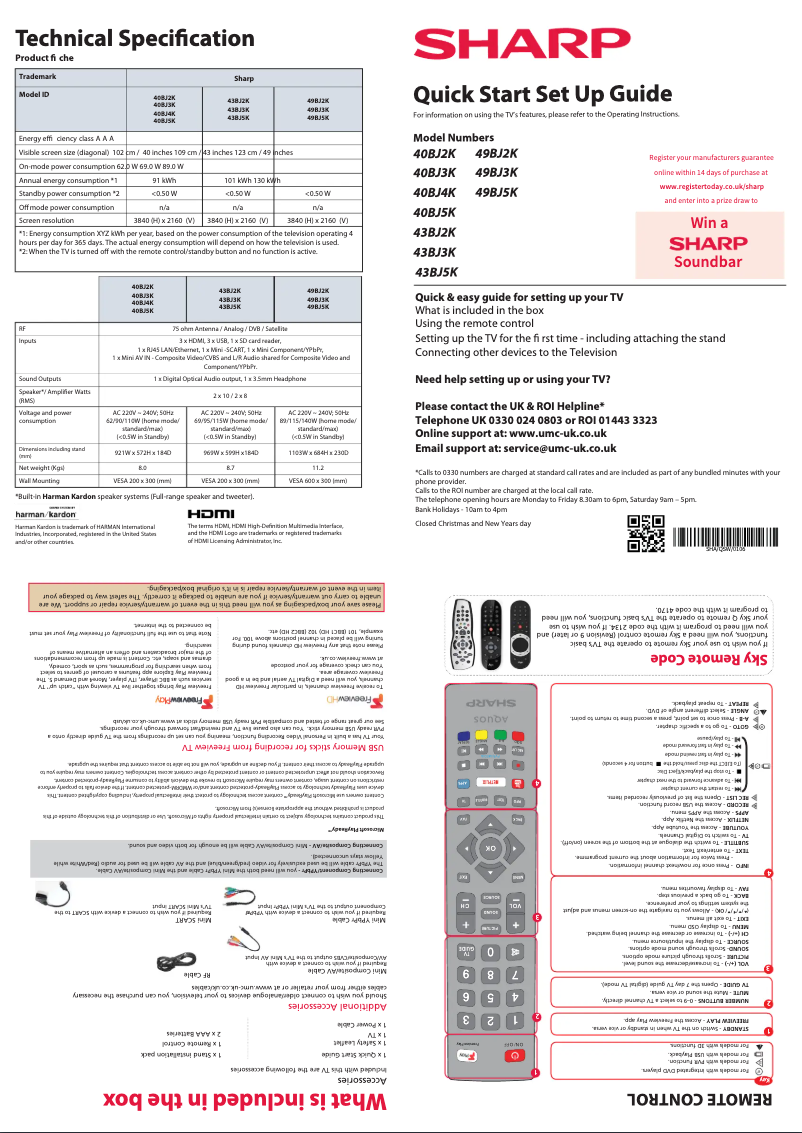 Page n°1 - Guide de démarrage rapide Sharp 49BJ5K