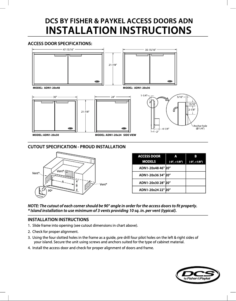 Page 1 de la notice Guide d'installation DCS ADN1-20X30