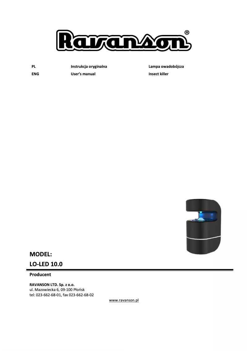 Page 1 de la notice Manuel utilisateur Ravanson LO-LED 10.0