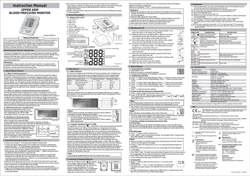 Page 1 de la notice Manuel utilisateur Cresta BPM610