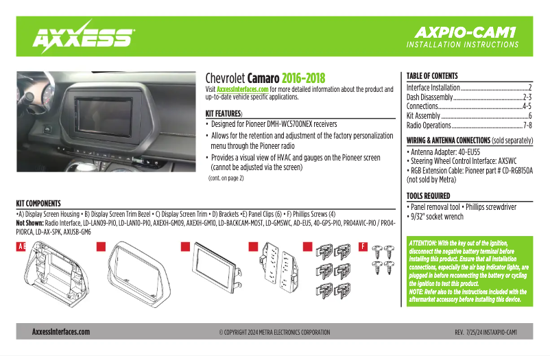 Page n°1 - Manuel utilisateur AXESS AXPIO-CAM1