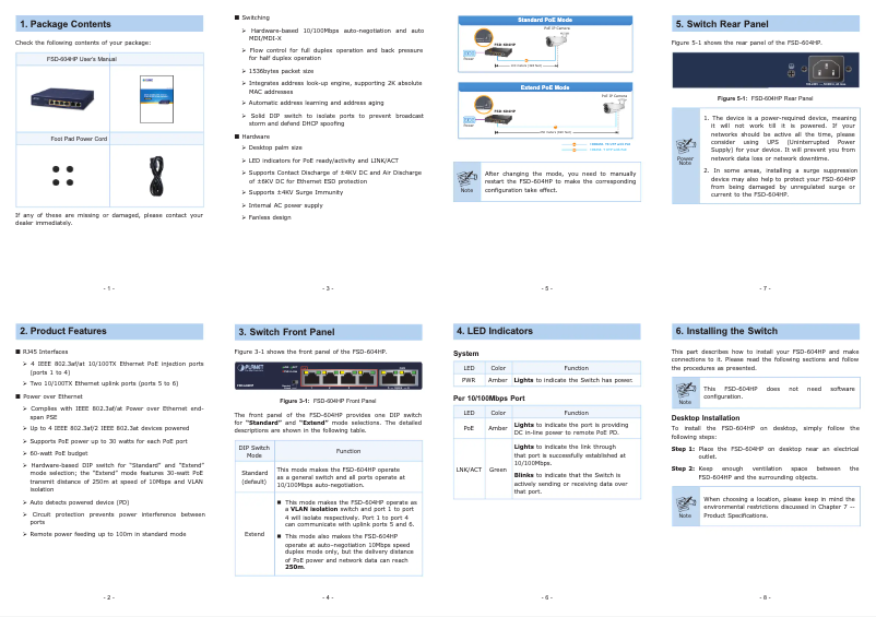 Page n°1 - Manuel utilisateur Planet FSD-604HP