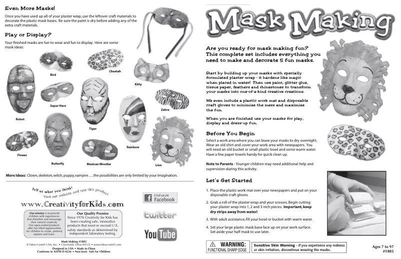 Page 1 de la notice Manuel utilisateur Faber-Castell Mask Making