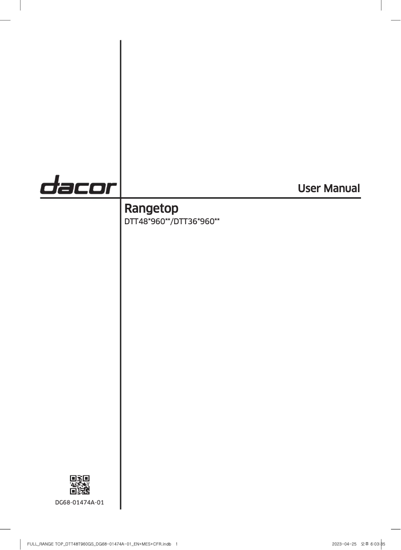 Page n°1 - Manuel utilisateur Dacor DTT36T960GS