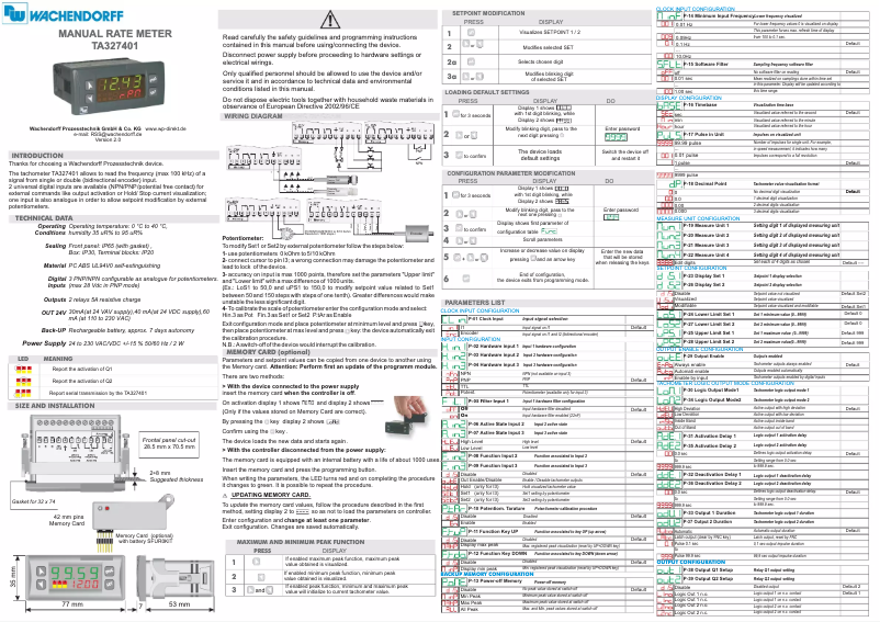Image de la première page du manuel de l'appareil TA327401