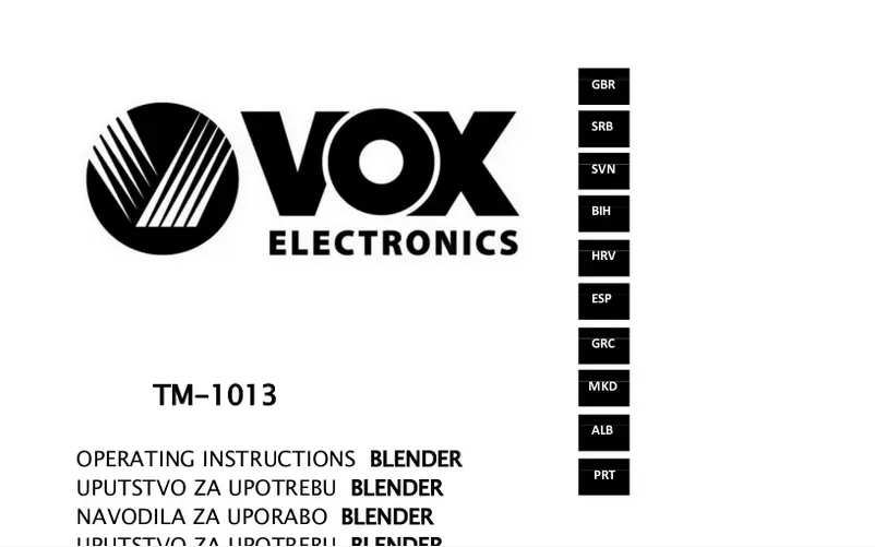 Image de la première page du manuel de l'appareil TM1013