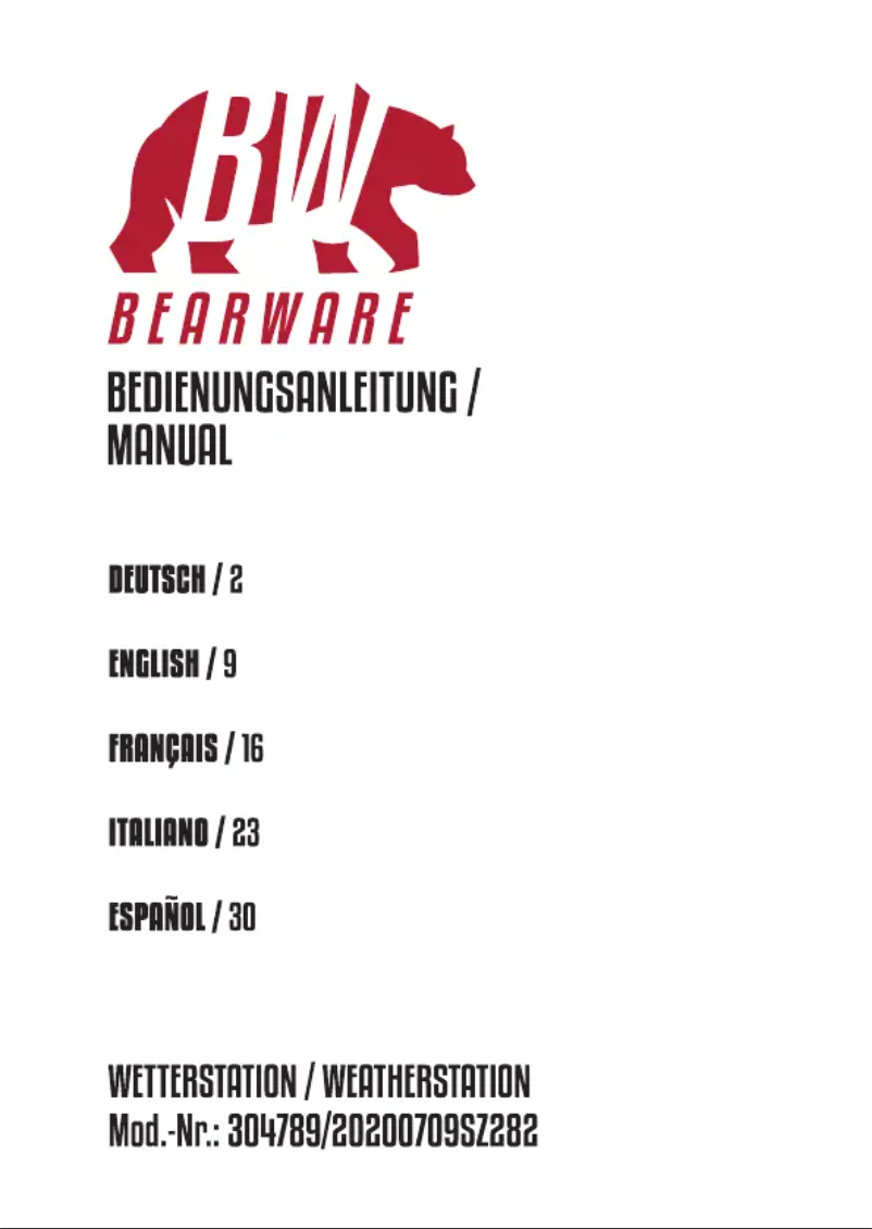 Page 1 de la notice Manuel utilisateur Bearware 304789