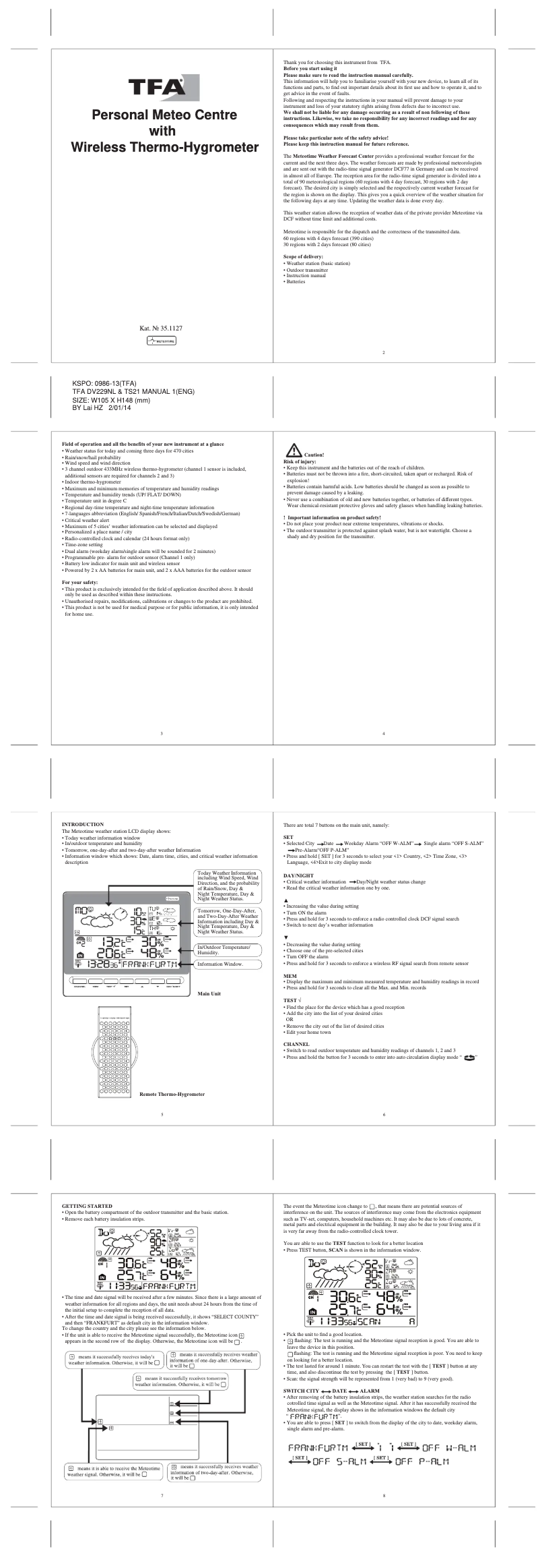 Image de la première page du manuel de l'appareil Meteotime Info