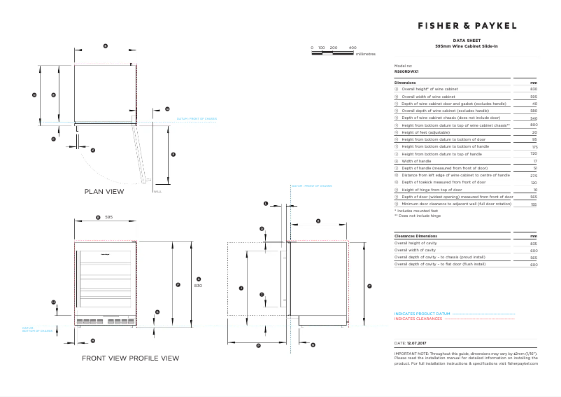 Página 1 del manual Ficha técnica Fisher & Paykel RS60RDWX2