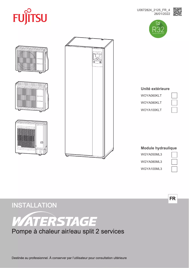 Page 1 de la notice Manuel utilisateur Fujitsu Waterstage WGYA080ML3