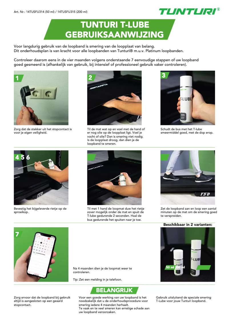 Page n°1 - Manuel utilisateur Tunturi T-LUBE S