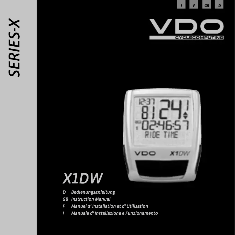 Page n°1 - Manuel utilisateur VDO X1DW