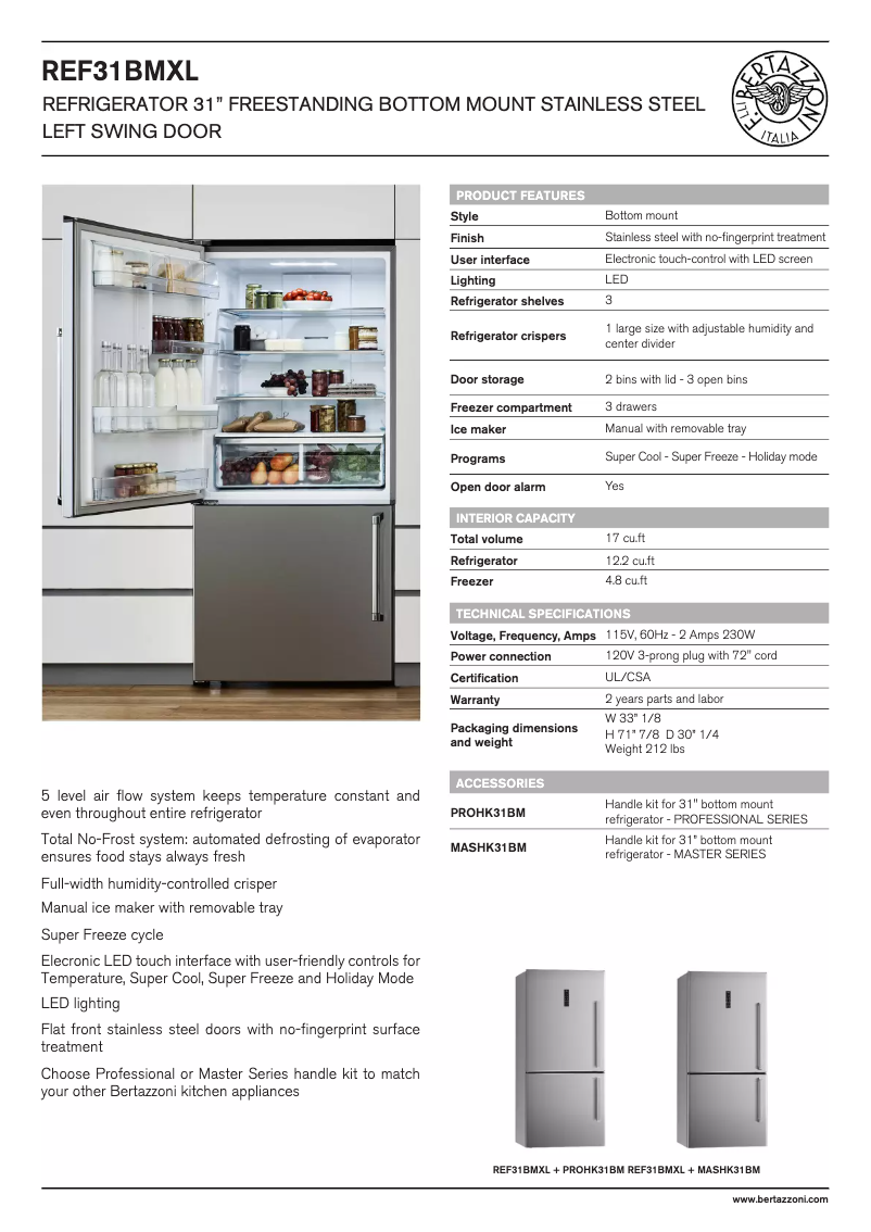Image de la première page du manuel de l'appareil REF31BMXL