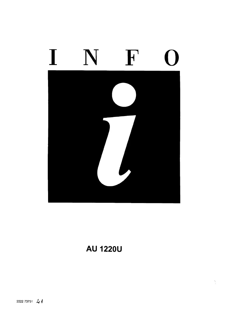 Page n°1 - Manuel utilisateur Arthur Martin-Electrolux AU 1220 U2
