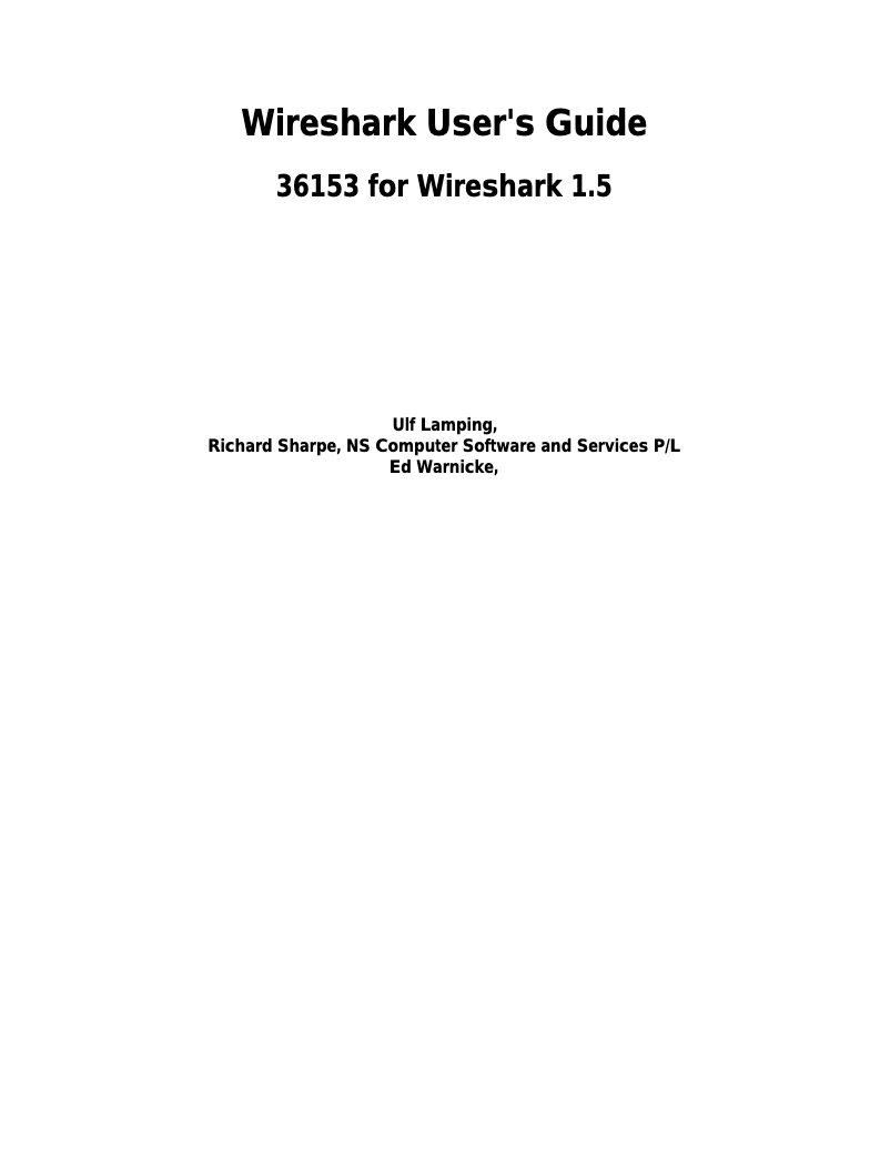 Page 1 de la notice Manuel utilisateur Wireshark 1.5