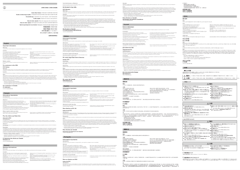 Page 1 de la notice Manuel utilisateur Audio-Technica ATW-CHG3